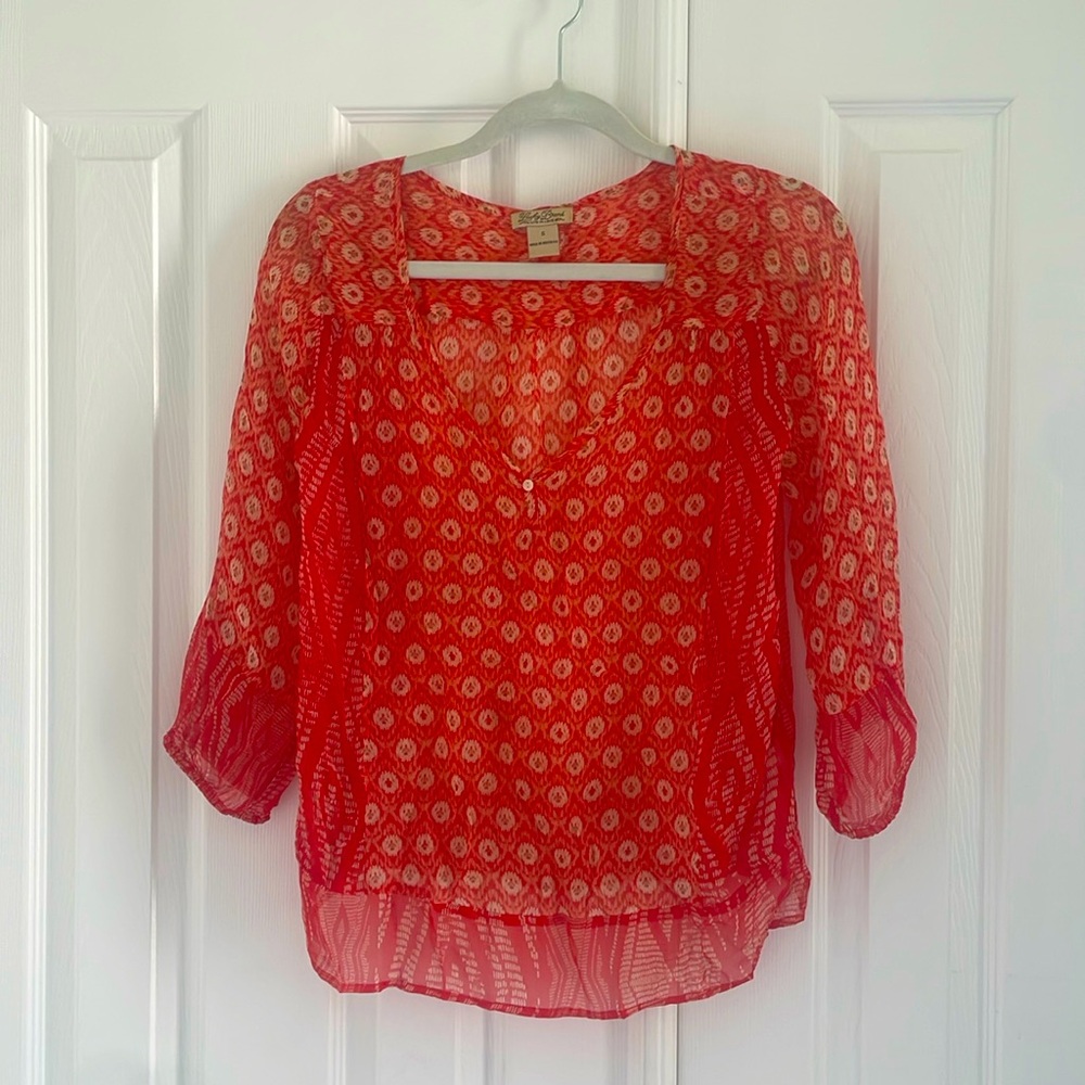 Coral sheer top